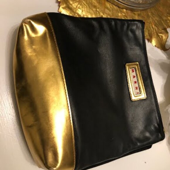 Marni Wristlet Pouch Black + Gold - Picture 3 of 4